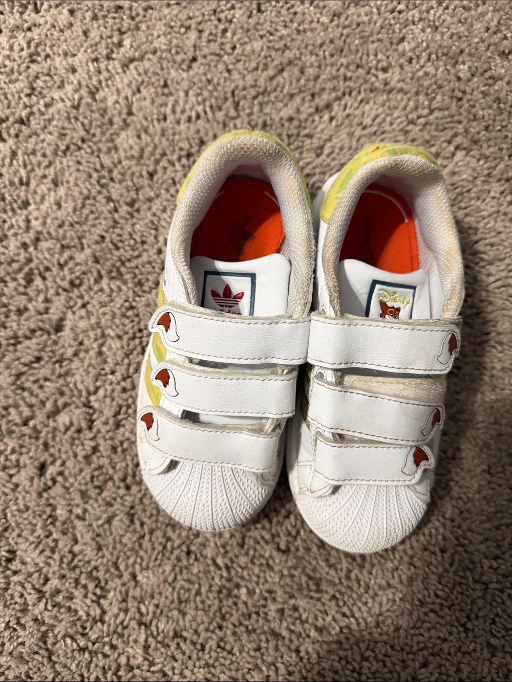 Adidas Kids White Sneakers with green stripes